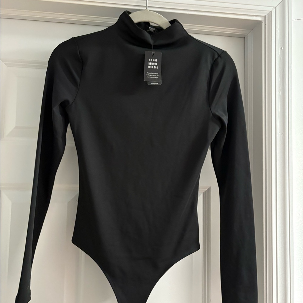 Express Black Long Sleeve Mock Neck Bodysuit